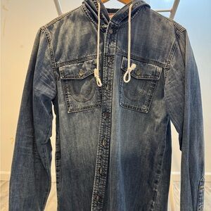 True Religion Hooded Denim Western Shirt - Size Small